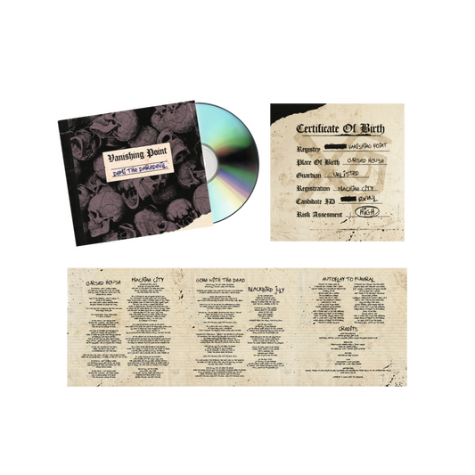 Vanishing Point CD w/ Standard 4-panel digipack + lyric pamphlet and birth certificate insert